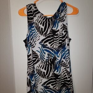 East 5th Abstract Patterned Top - Black, Blue, Cream